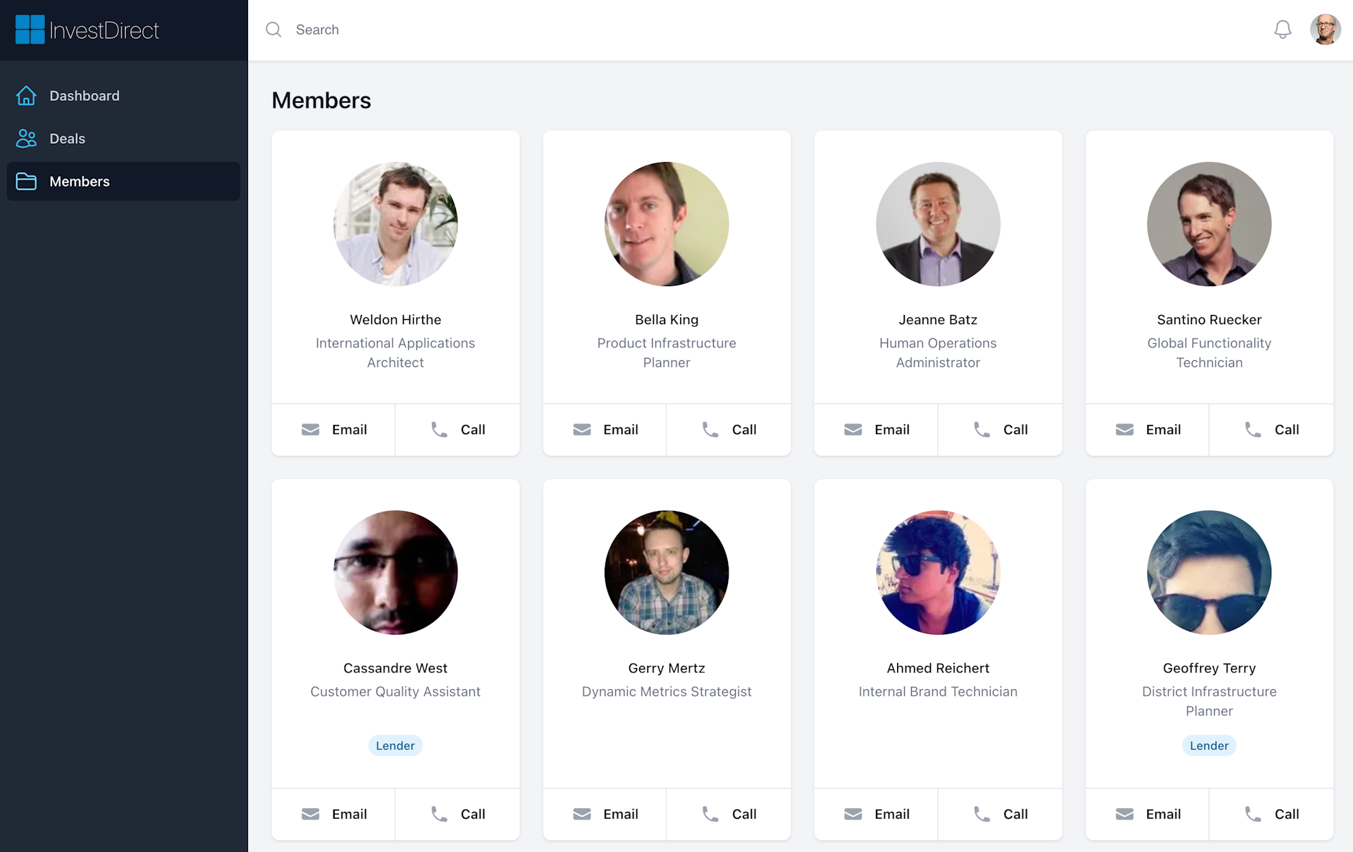 Members user interface